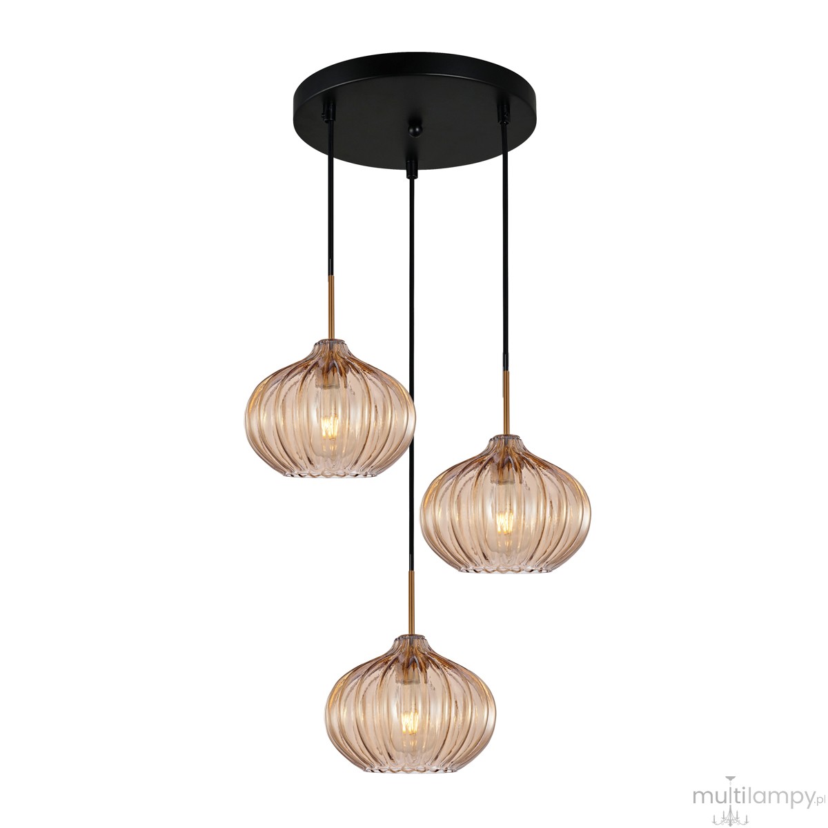 Pansol lampa wisząca 3xE27 czarna/bursztynowy PND-2940-3AS-BRO-AMB