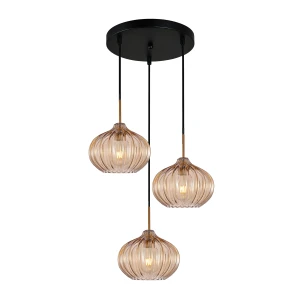 Pansol lampa wisząca 3xE27 czarna/bursztynowy PND-2940-3AS-BRO-AMB