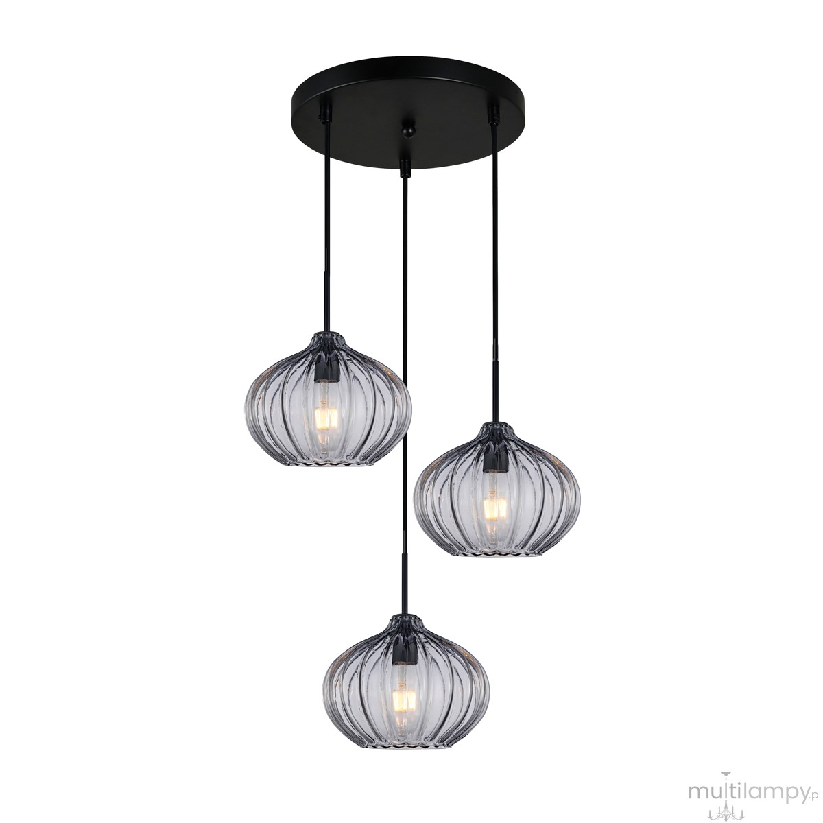Pansol lampa wisząca 3xE27 czarna/dymiony PND-2940-3AS-BK-SG2