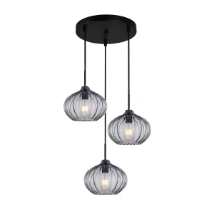 Pansol lampa wisząca 3xE27 czarna/dymiony PND-2940-3AS-BK-SG2