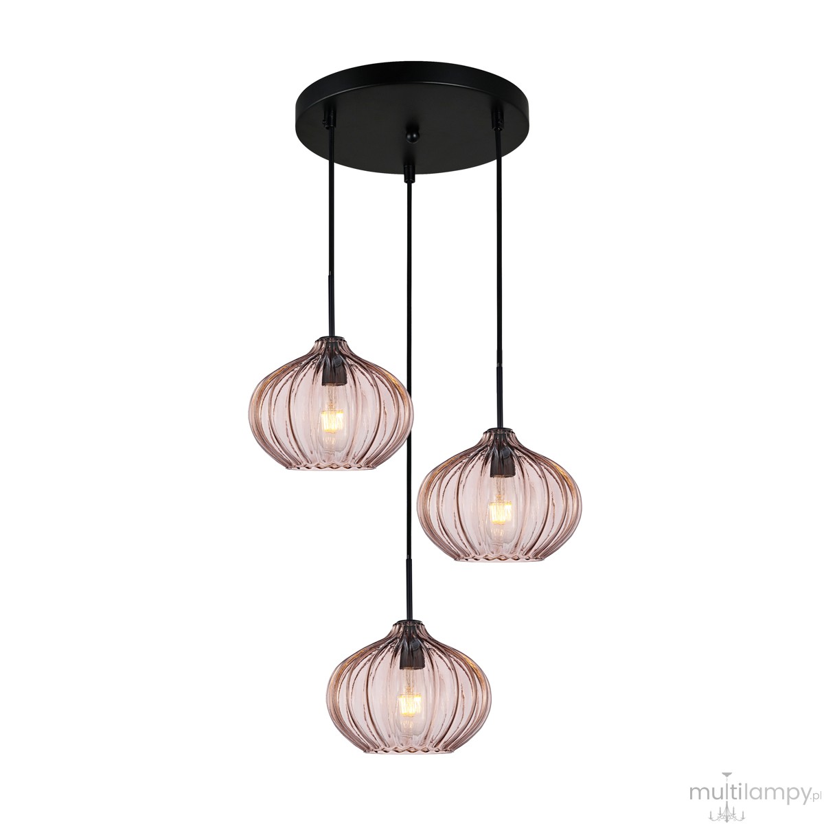 Pansol lampa wisząca 3xE27 czarna/brązowy PND-2940-3AS-BK-CF