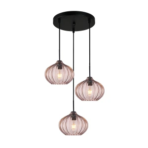 Pansol lampa wisząca 3xE27 czarna/brązowy PND-2940-3AS-BK-CF