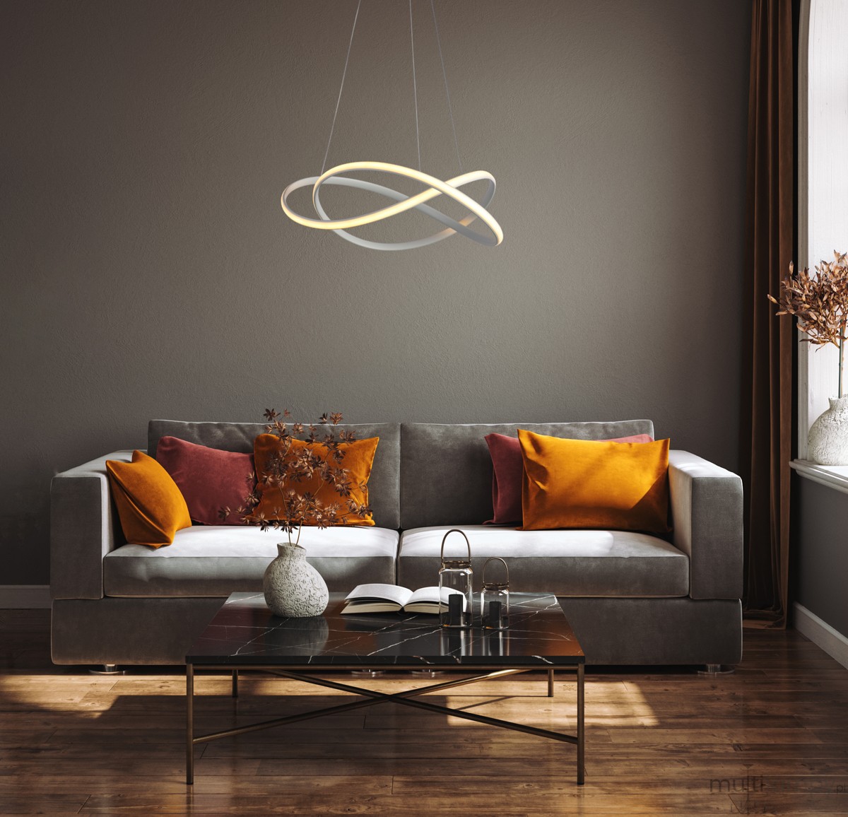 Rumio lampa wisząca LED 40W CCT biała PND-23917-WH