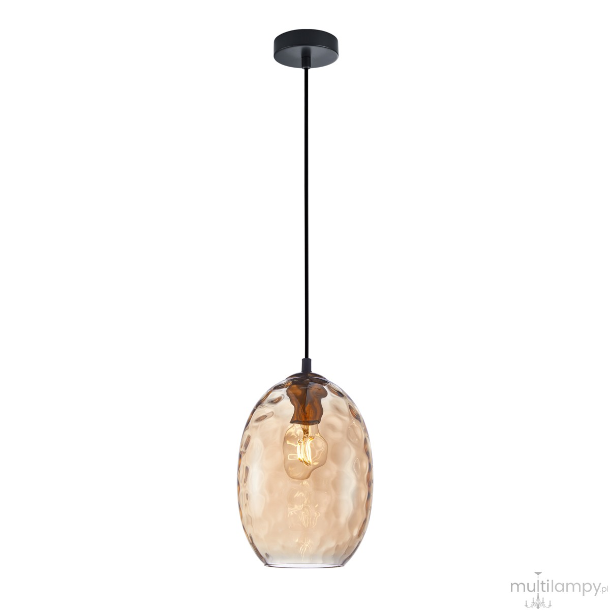 Novala lampa wisząca 1xE27 czarna/bursztynowy PND-3031-1-BRO-AMB