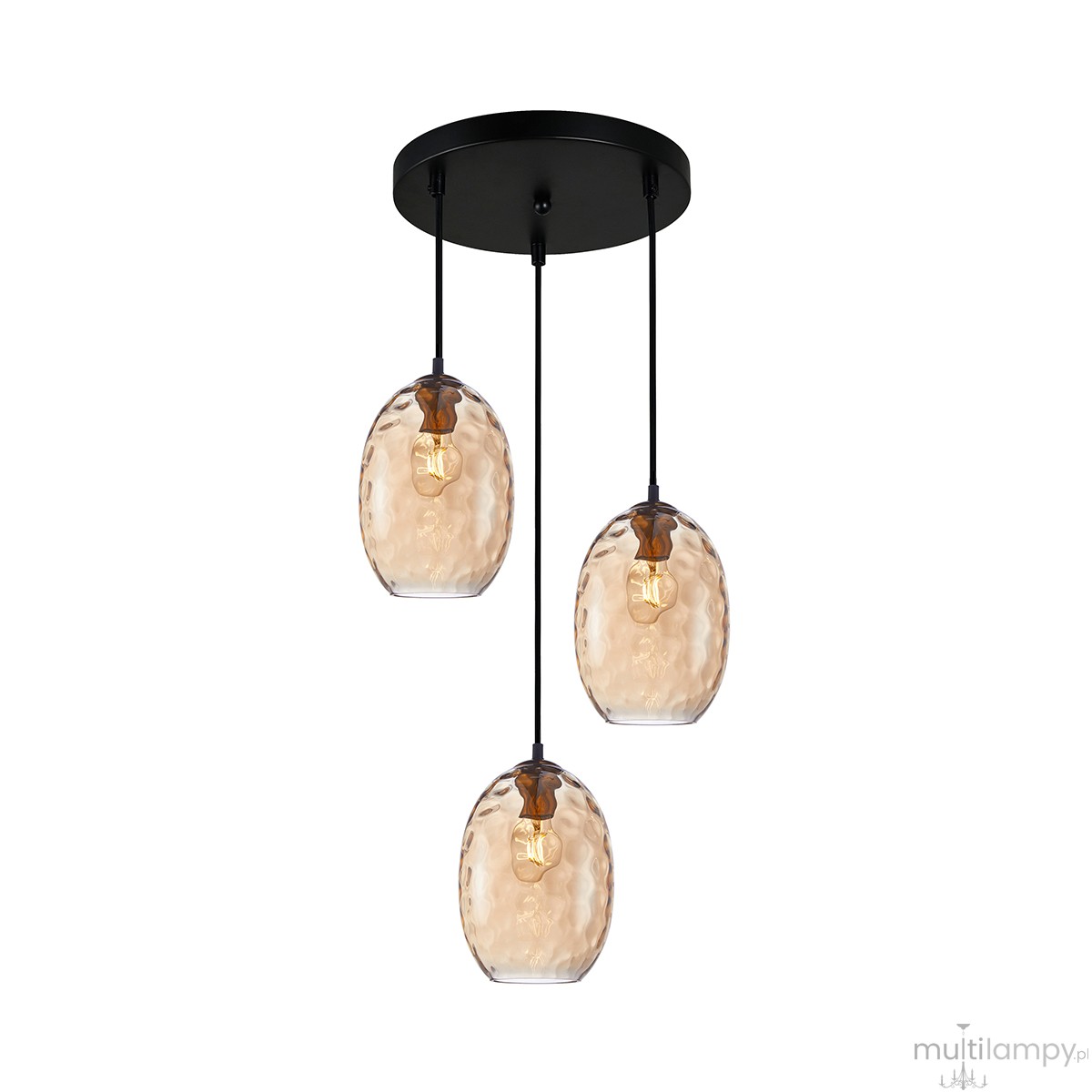 Novala lampa wisząca 3xE27 czarna/bursztynowy PND-3031-3A-BRO-AMB