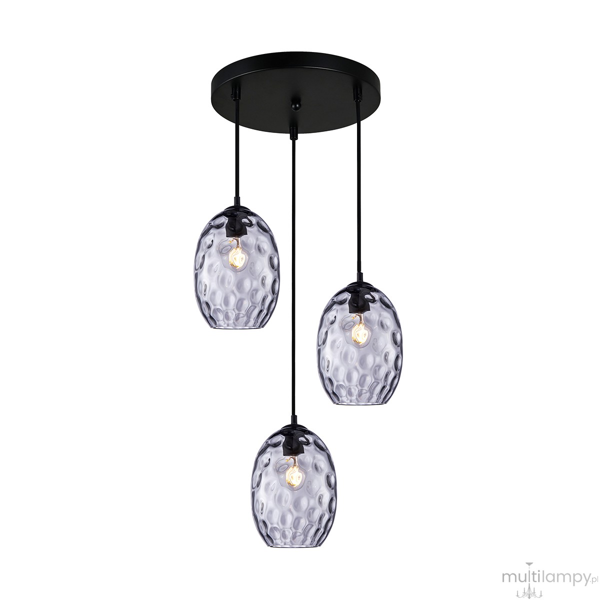 Novala lampa wisząca 3xE27 czarna/dymiony PND-3031-3A-BK-SG
