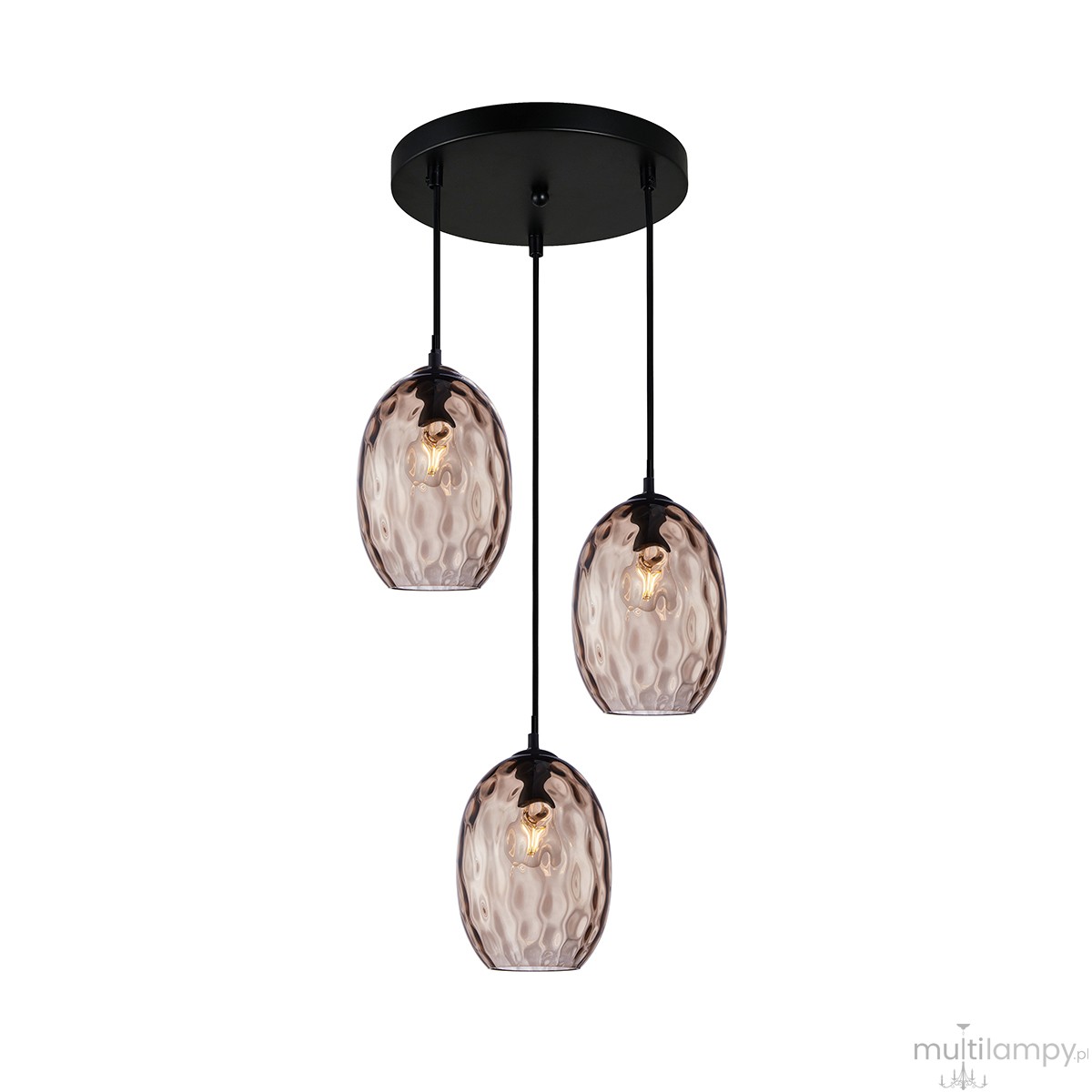 Novala lampa wisząca 3xE27 czarna/brązowy PND-3031-3A-BK-CF