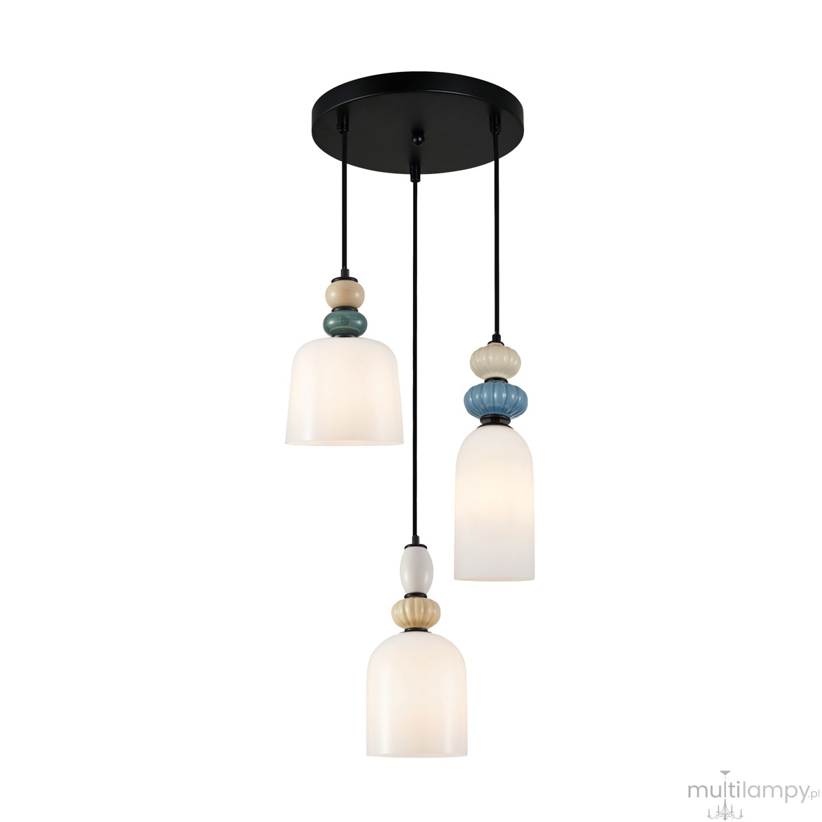 Bonata lampa wisząca 3xE27 czarna/biały PND-36573-3-BK-WH