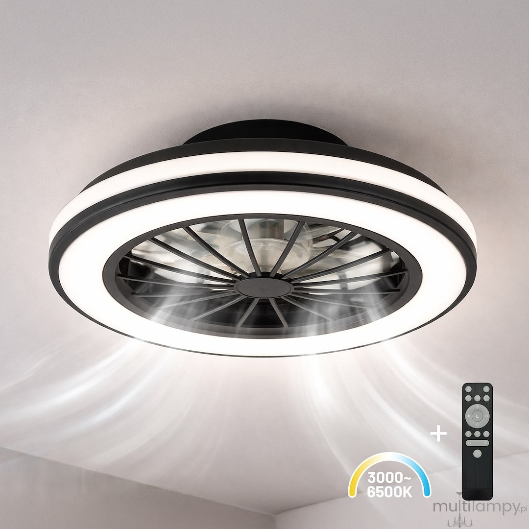 Blast lampa sufitowa z wentylatorem LED 24W + 15W CCT czarna ML2767