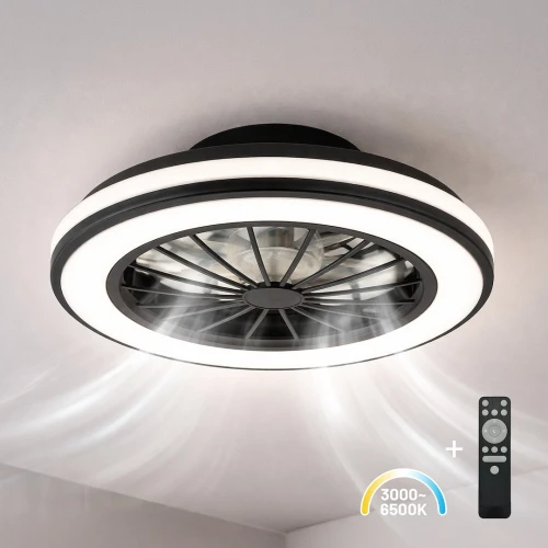 Blast lampa sufitowa z wentylatorem LED 24W + 15W CCT czarna ML2767