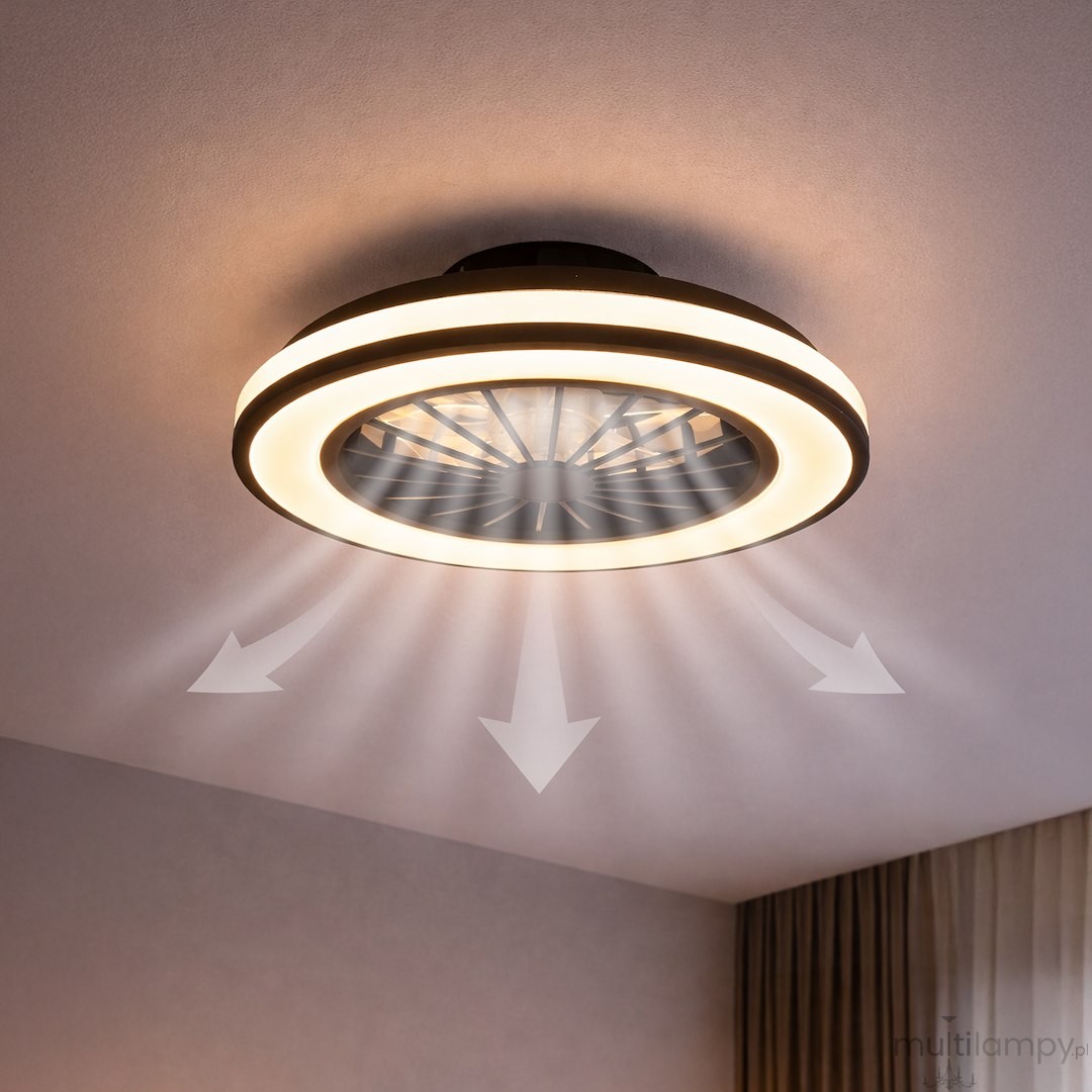 Blast lampa sufitowa z wentylatorem LED 24W + 15W CCT czarna ML2767
