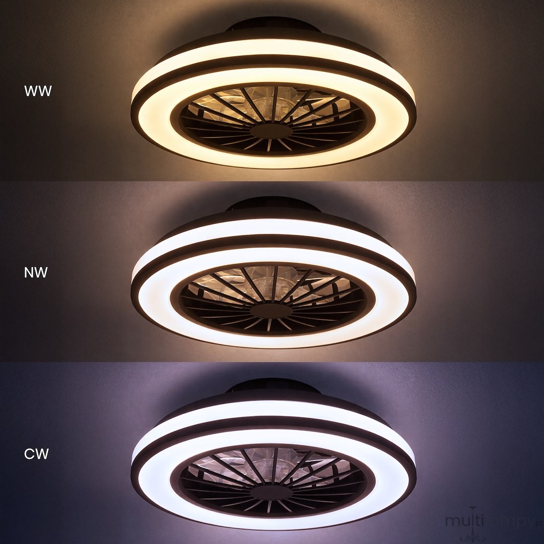 Blast lampa sufitowa z wentylatorem LED 24W + 15W CCT czarna ML2767