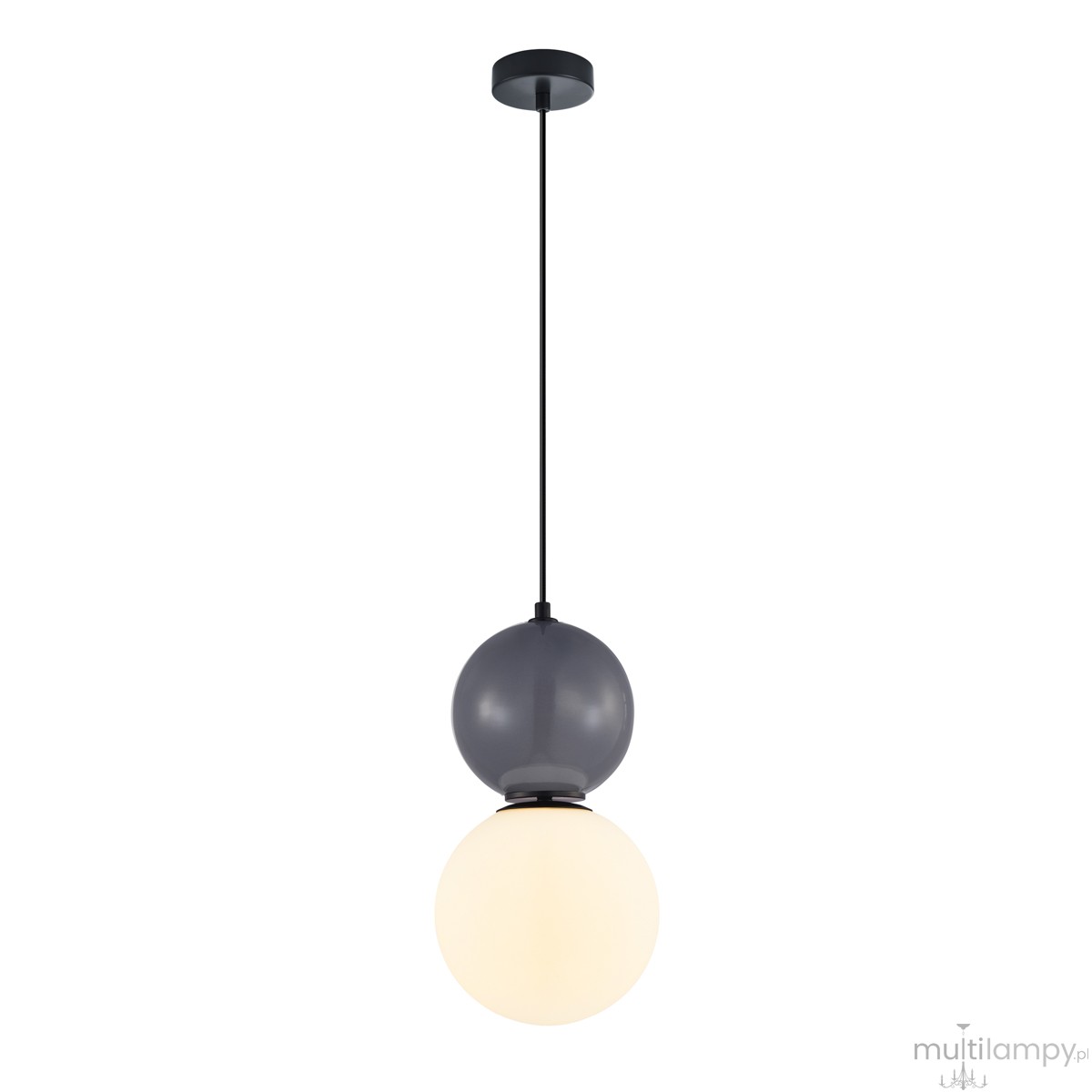 Mastal D20 lampa wisząca 1xE27 szara PND-36603-1L-BK-GR