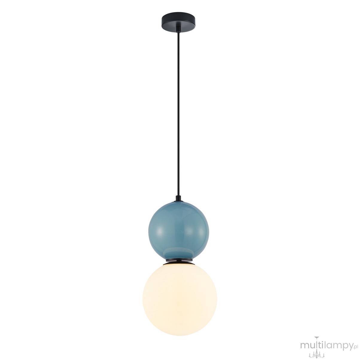 Mastal D20 lampa wisząca 1xE27 niebieska PND-36603-1L-BK-BLU