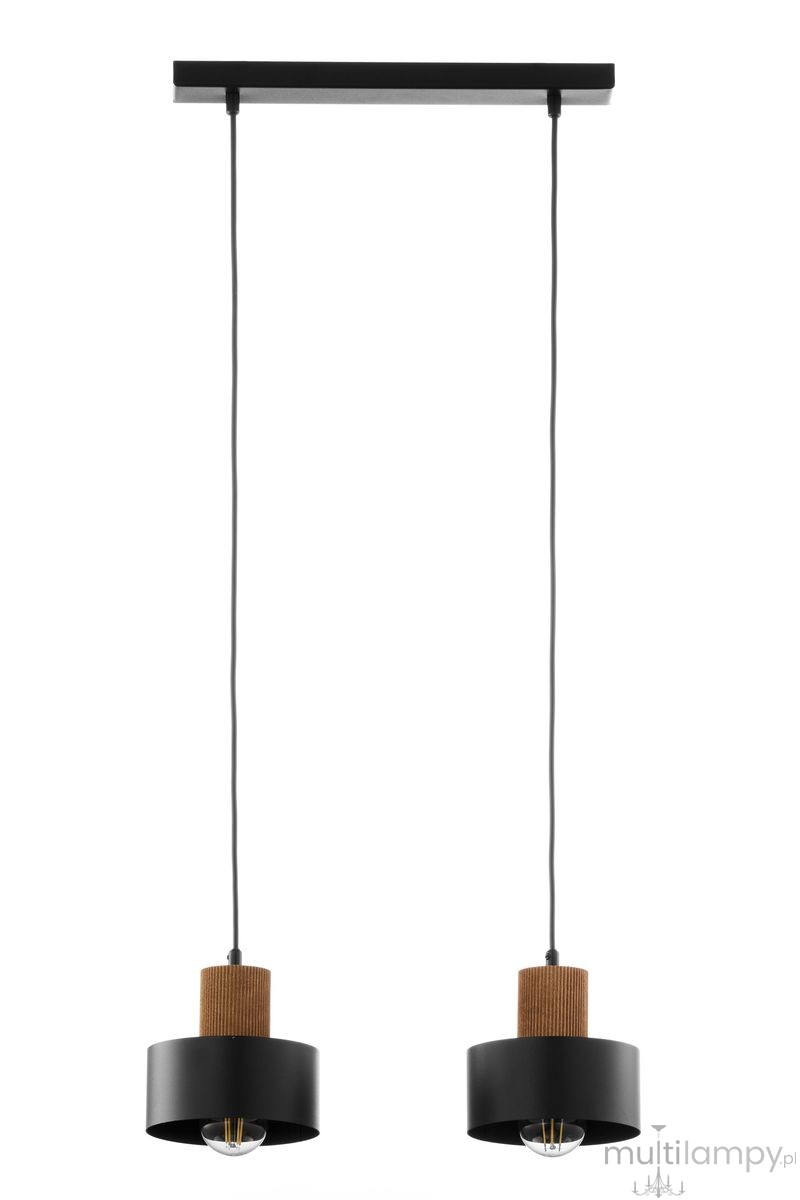 Rif Wood lampa wisząca 2xE27 czarna/brąz 41861