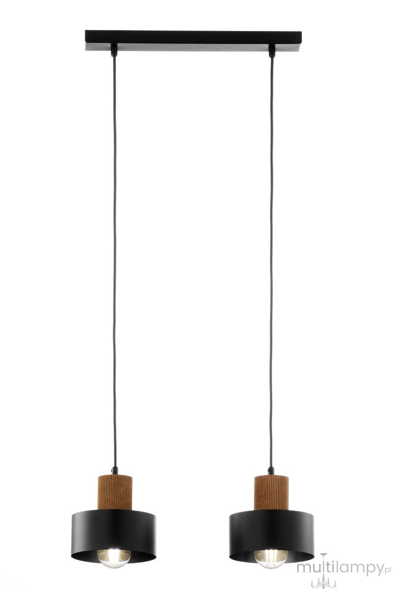 Rif Wood lampa wisząca 2xE27 czarna/brąz 41861