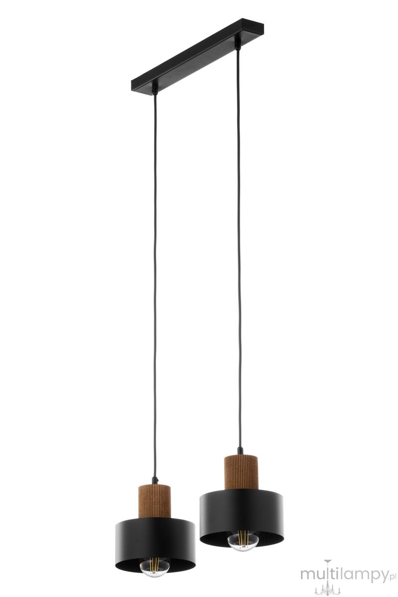 Rif Wood lampa wisząca 2xE27 czarna/brąz 41861