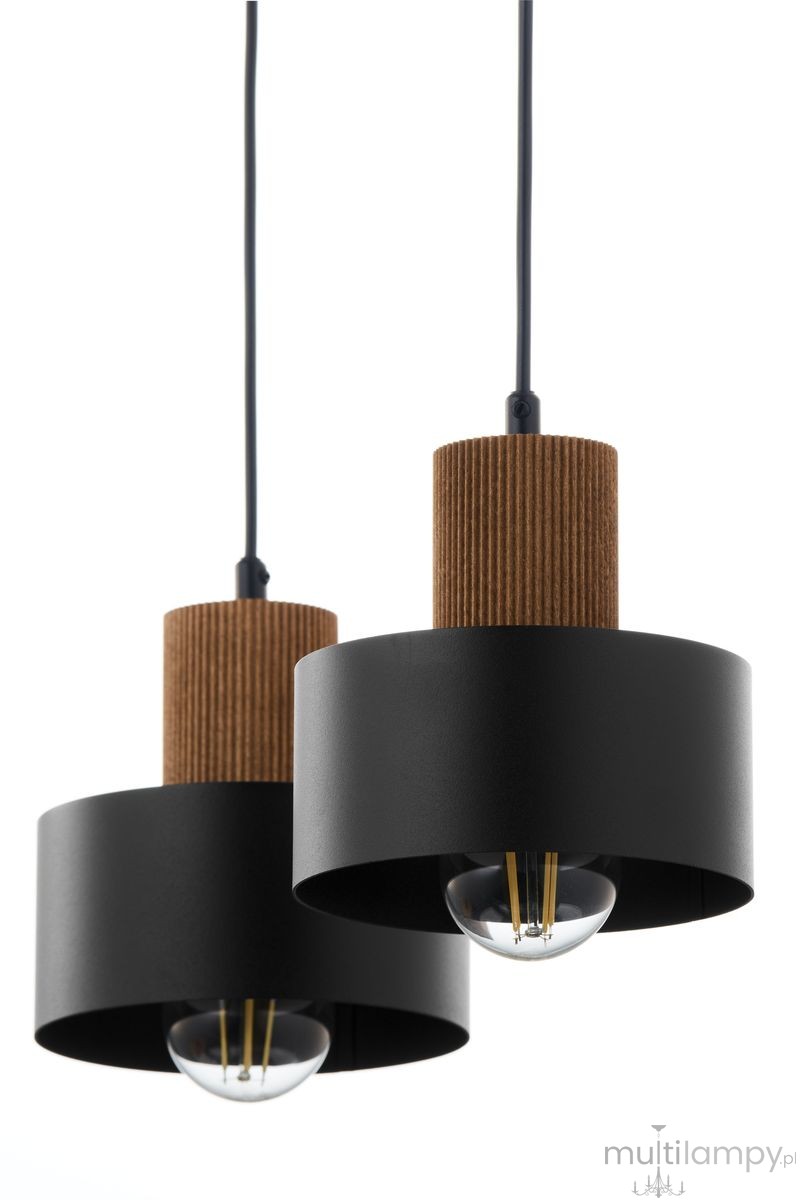 Rif Wood lampa wisząca 2xE27 czarna/brąz 41861