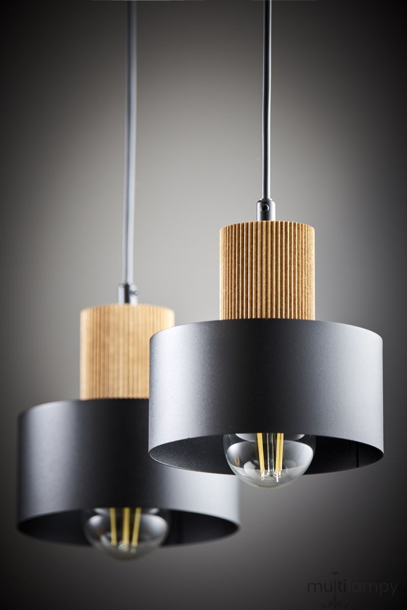 Rif Wood lampa wisząca 2xE27 czarna/brąz 41861