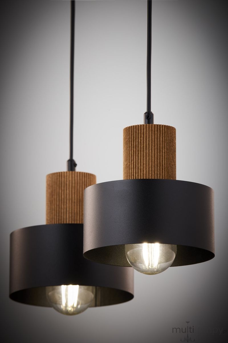 Rif Wood lampa wisząca 2xE27 czarna/brąz 41861