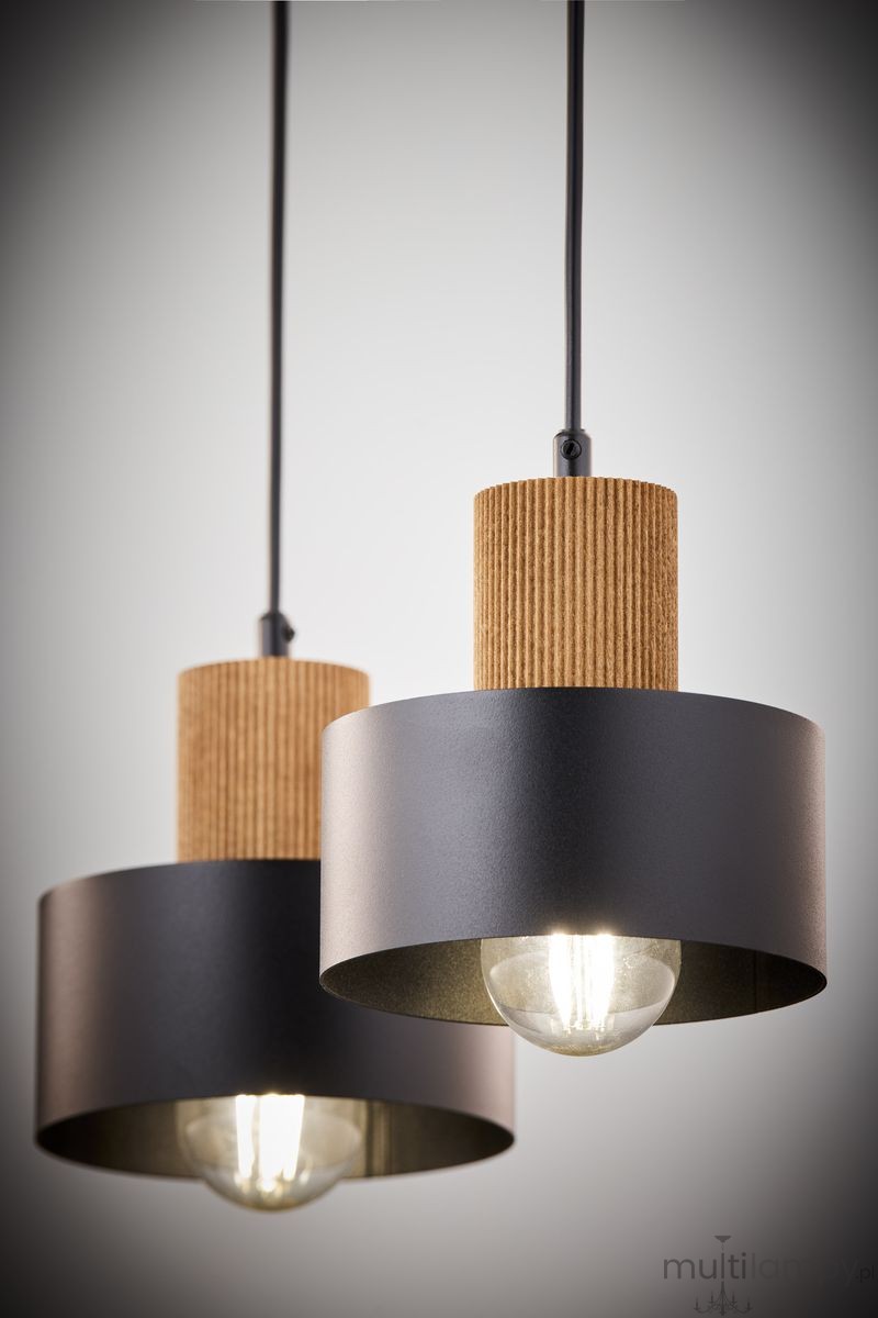 Rif Wood lampa wisząca 2xE27 czarna/brąz 41861