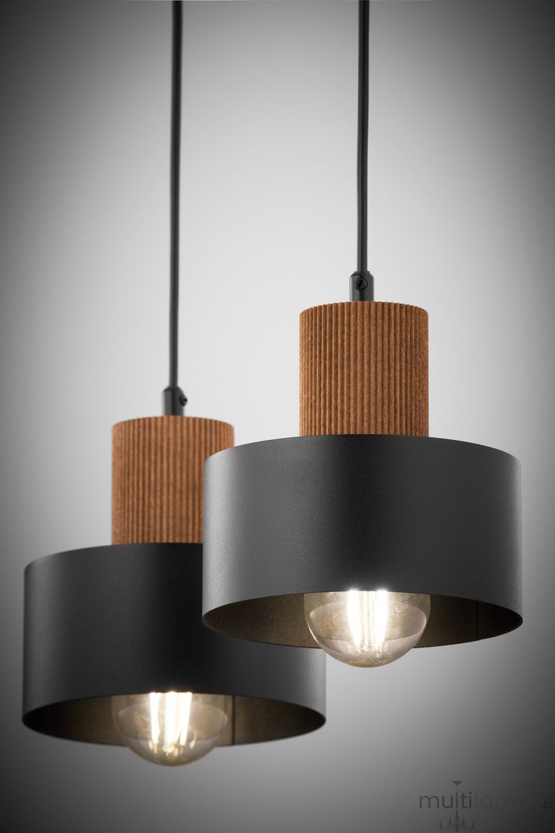 Rif Wood lampa wisząca 2xE27 czarna/brąz 41861