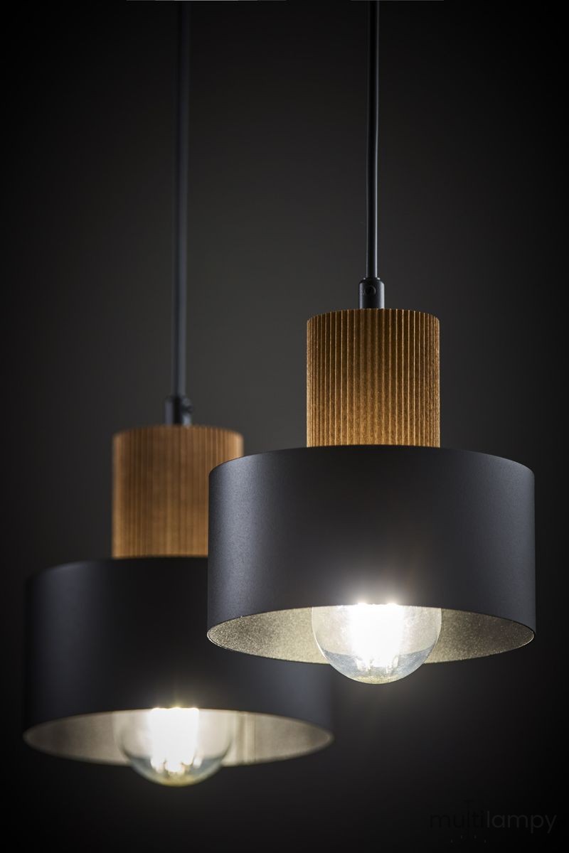 Rif Wood lampa wisząca 2xE27 czarna/brąz 41861