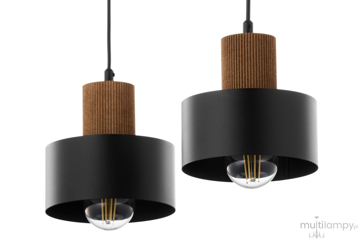 Rif Wood lampa wisząca 2xE27 czarna/brąz 41861