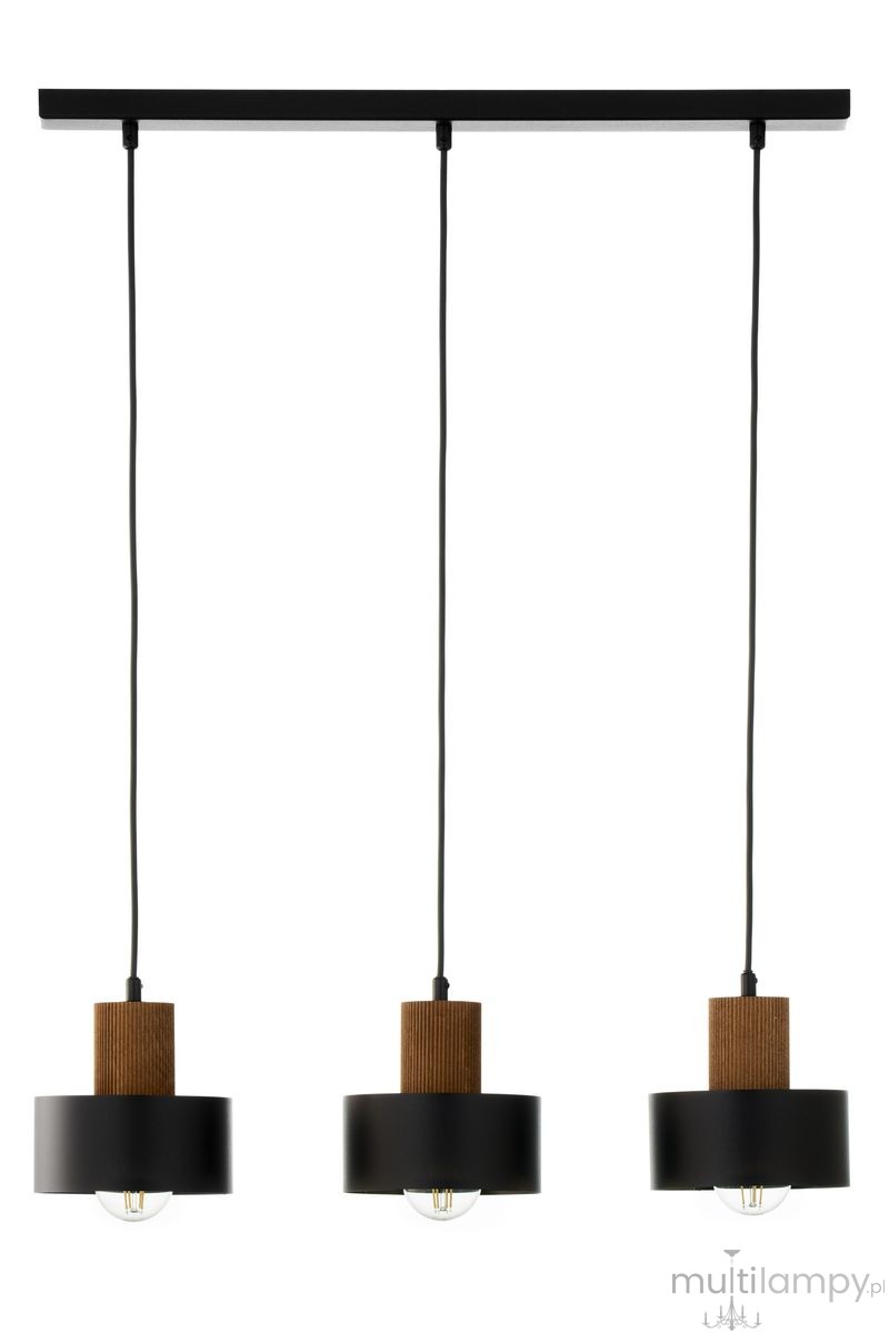 Rif Wood lampa wisząca 3xE27 czarna/brąz 41862