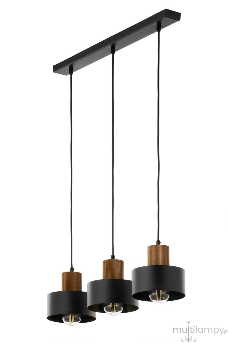 Rif Wood lampa wisząca 3xE27 czarna/brąz 41862