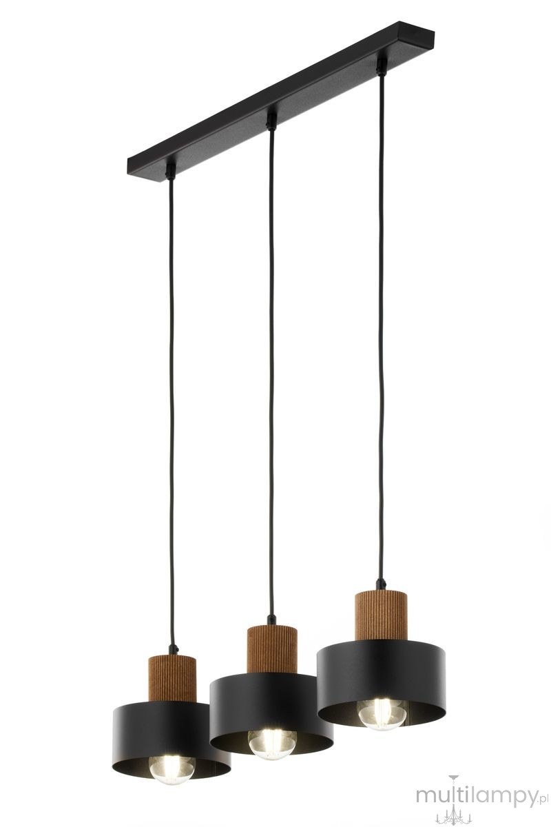 Rif Wood lampa wisząca 3xE27 czarna/brąz 41862