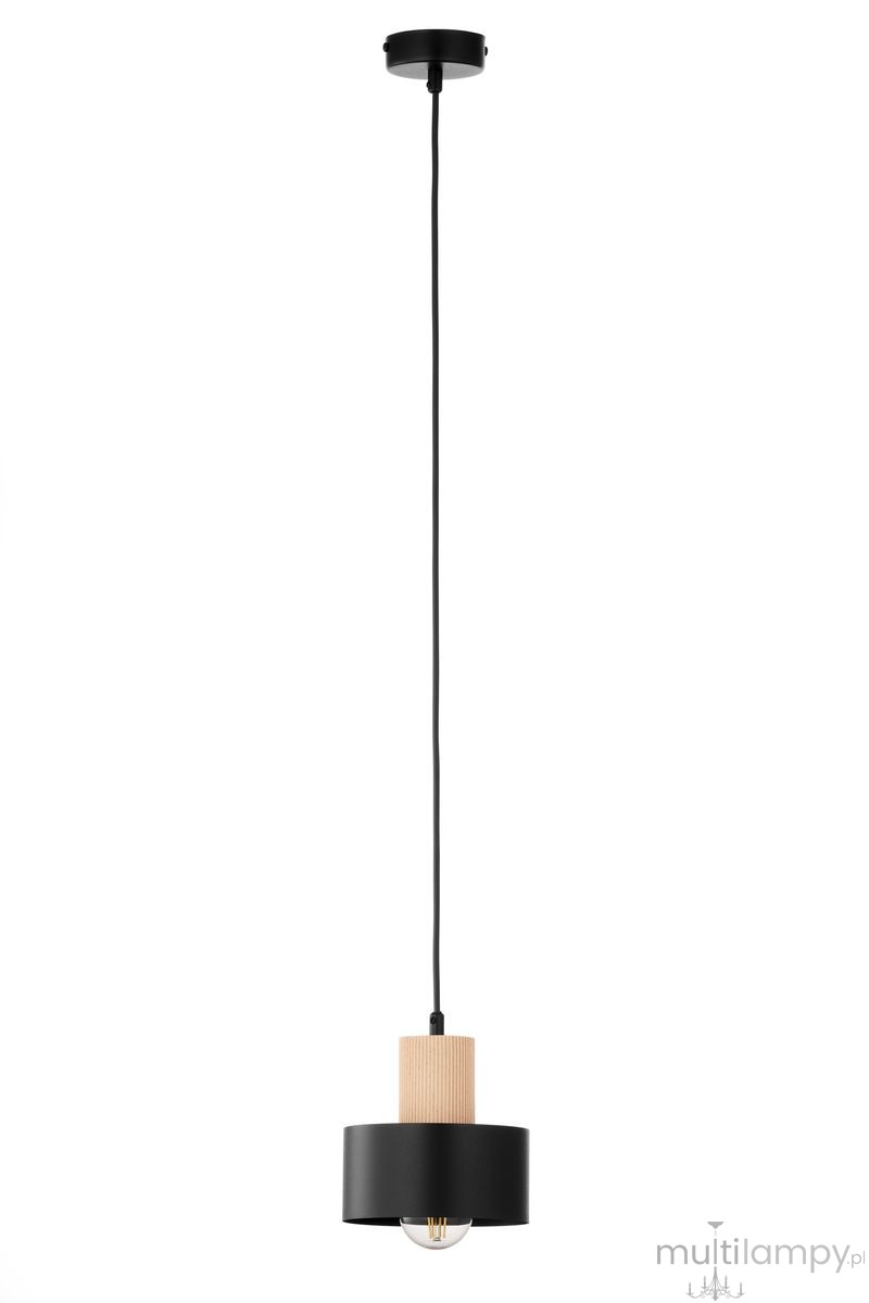 Rif Wood D15 lampa wisząca 1xE27 czarna/naturalny 41863