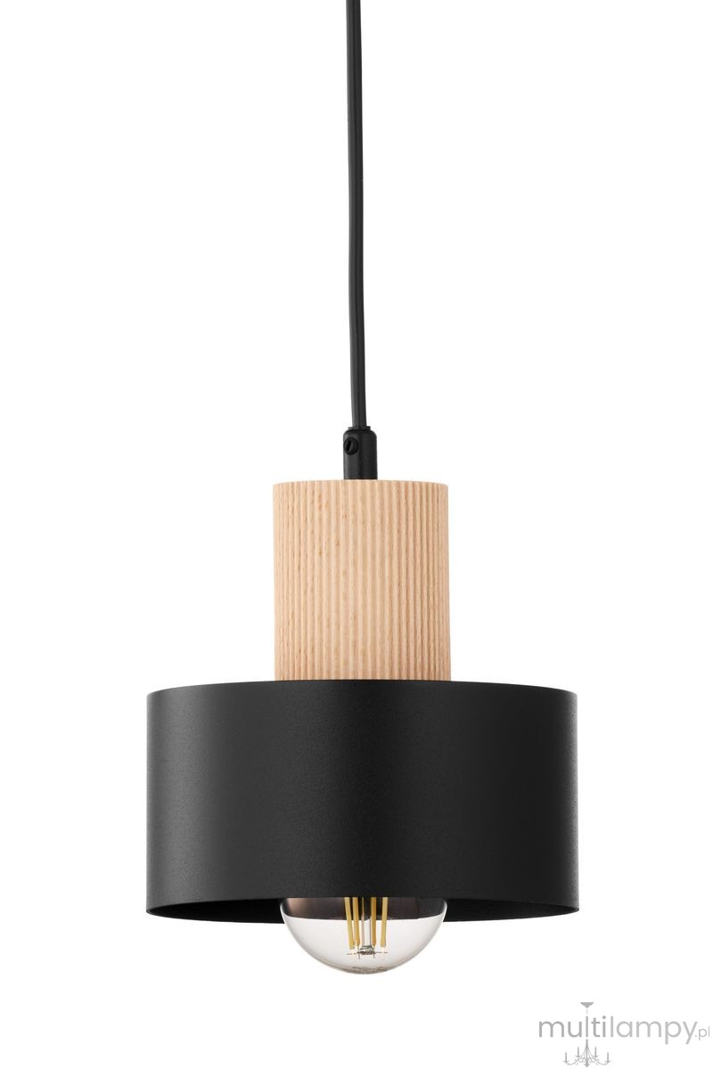 Rif Wood D15 lampa wisząca 1xE27 czarna/naturalny 41863