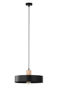 Rif Wood D30 lampa wisząca 1xE27 czarna/naturalny 41865