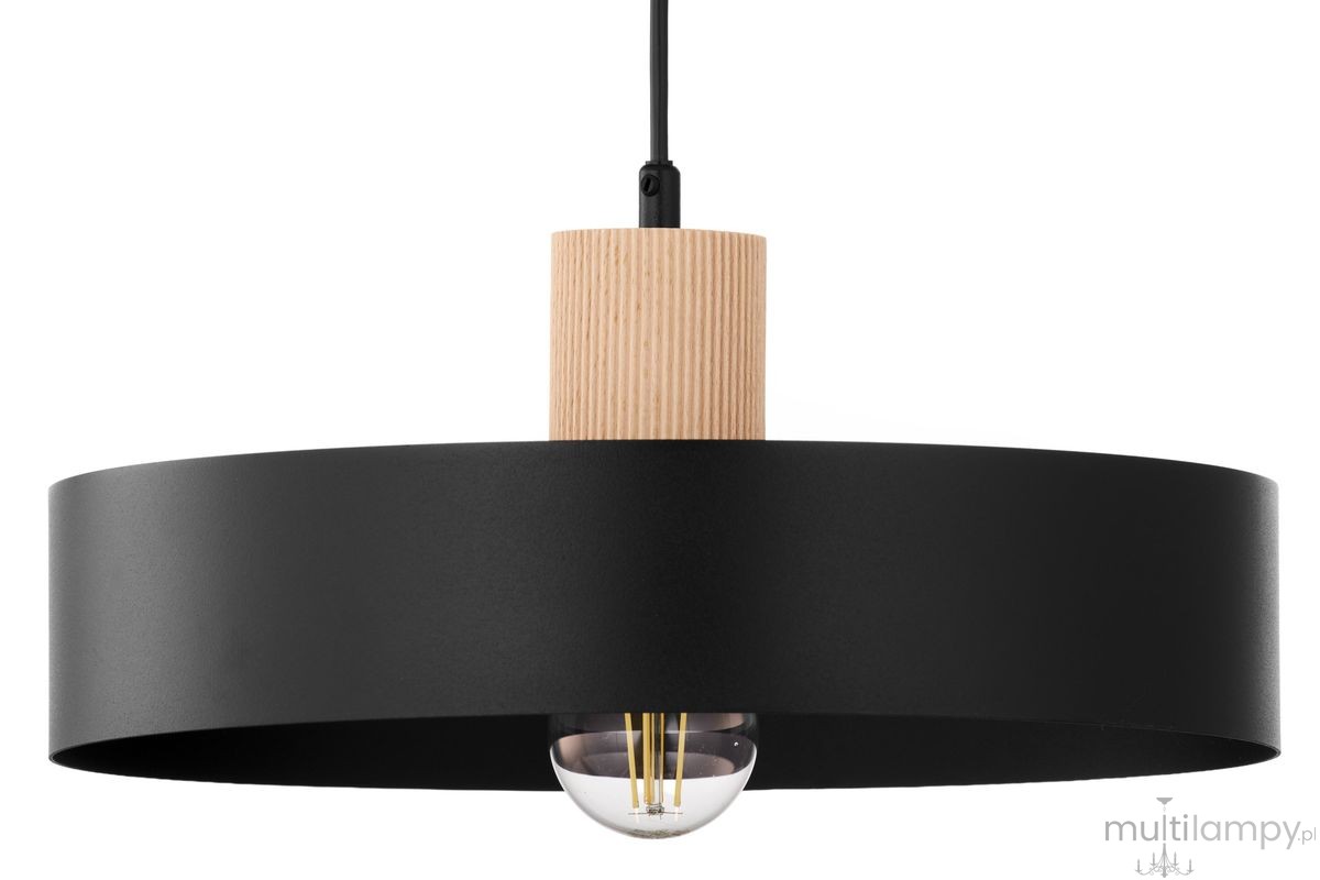 Rif Wood D30 lampa wisząca 1xE27 czarna/naturalny 41865
