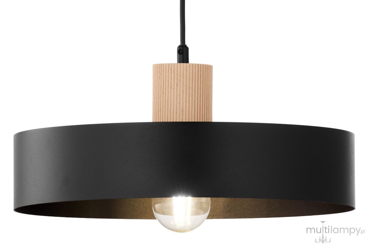 Rif Wood D30 lampa wisząca 1xE27 czarna/naturalny 41865