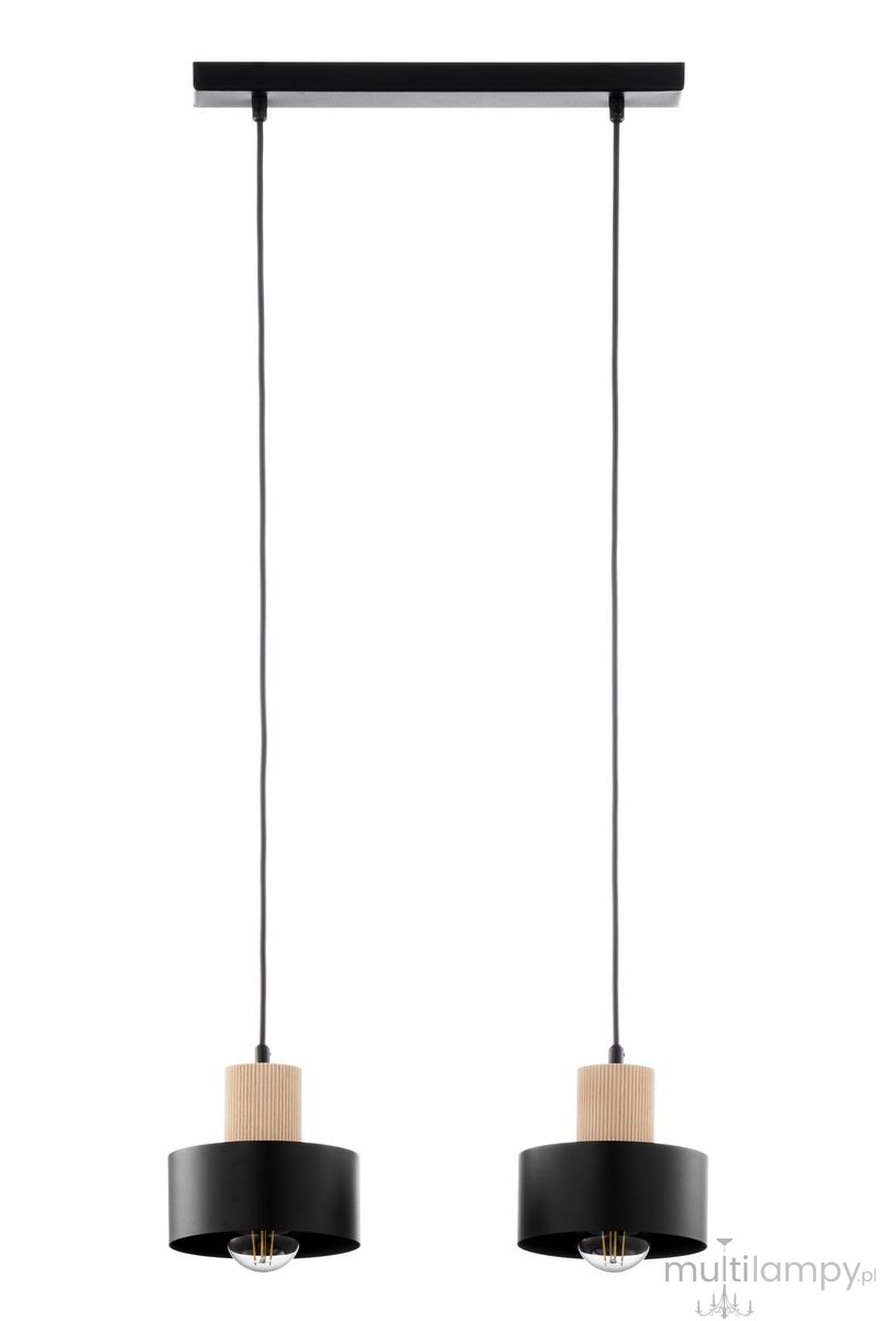 Rif Wood lampa wisząca 2xE27 czarna/naturalny 41866