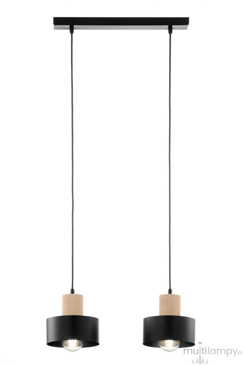 Rif Wood lampa wisząca 2xE27 czarna/naturalny 41866