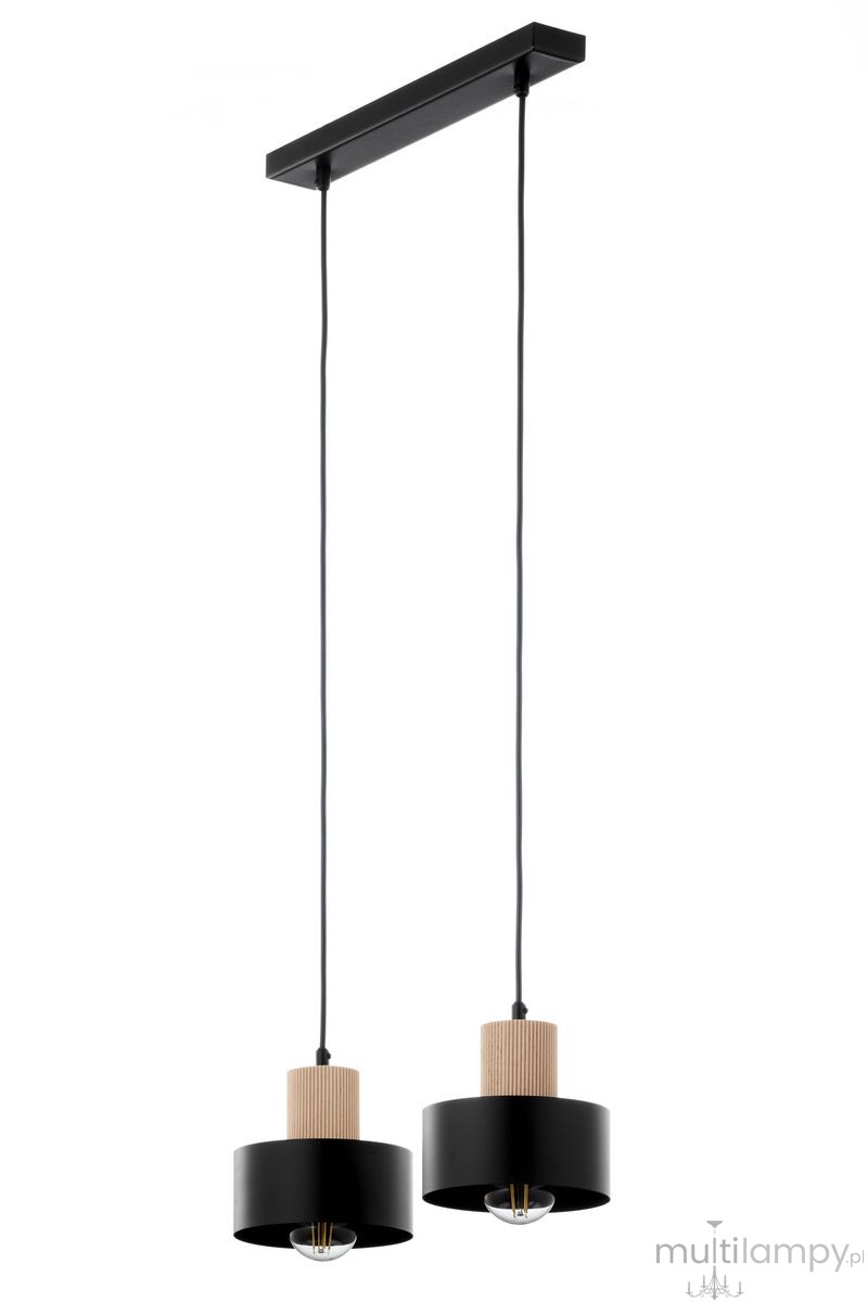 Rif Wood lampa wisząca 2xE27 czarna/naturalny 41866
