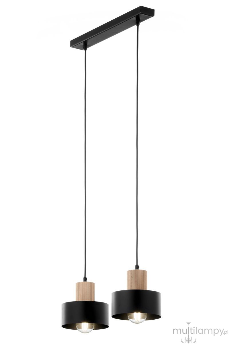Rif Wood lampa wisząca 2xE27 czarna/naturalny 41866