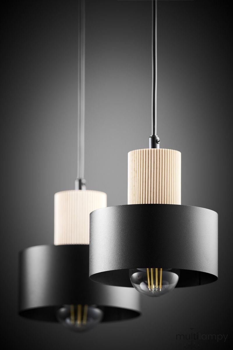 Rif Wood lampa wisząca 2xE27 czarna/naturalny 41866