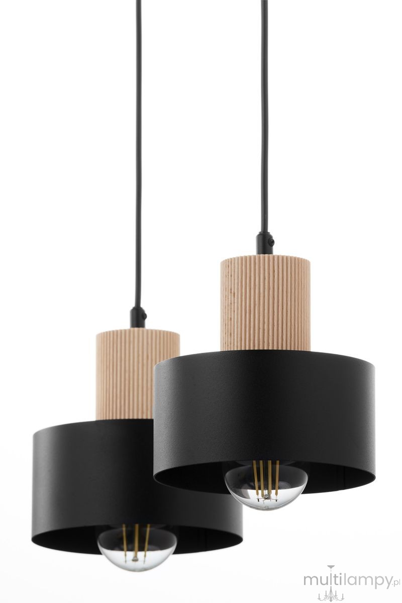 Rif Wood lampa wisząca 2xE27 czarna/naturalny 41866