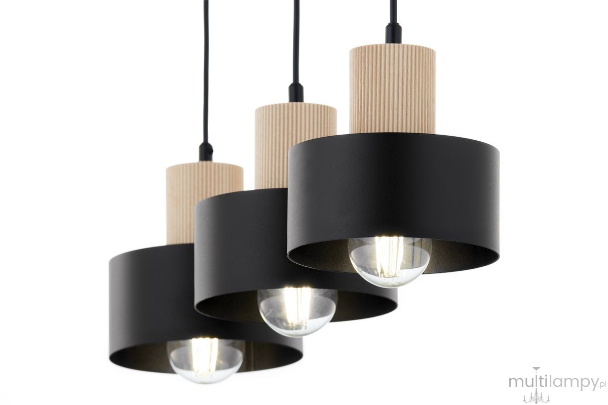 Rif Wood lampa wisząca 3xE27 czarna/naturalny 41867