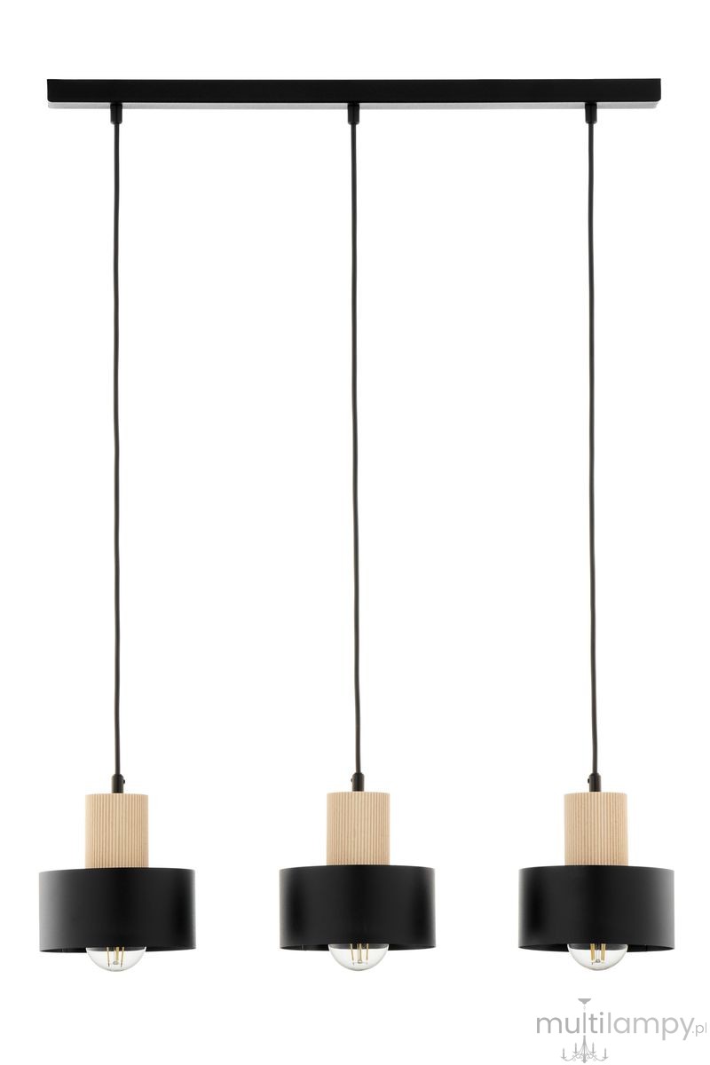 Rif Wood lampa wisząca 3xE27 czarna/naturalny 41867