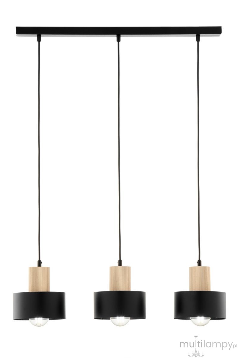 Rif Wood lampa wisząca 3xE27 czarna/naturalny 41867