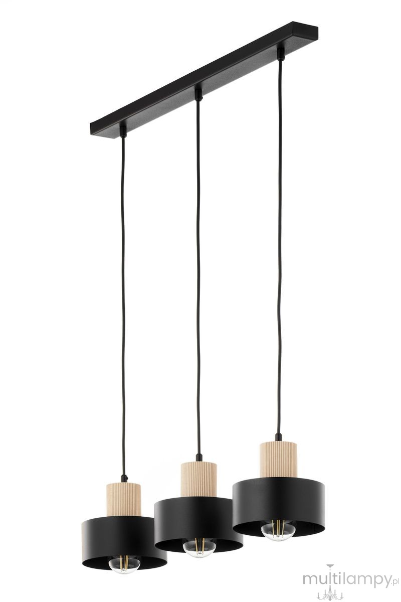 Rif Wood lampa wisząca 3xE27 czarna/naturalny 41867