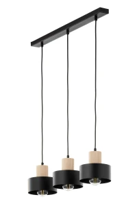 Rif Wood lampa wisząca 3xE27 czarna/naturalny 41867
