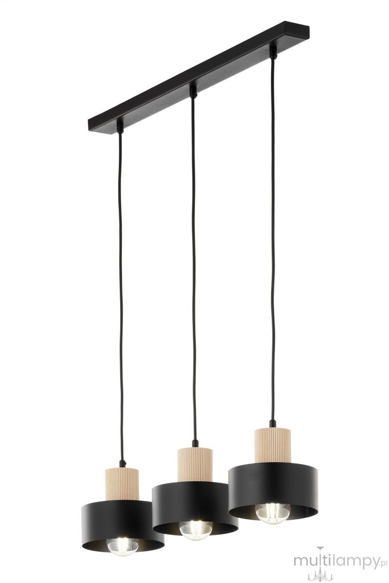 Rif Wood lampa wisząca 3xE27 czarna/naturalny 41867