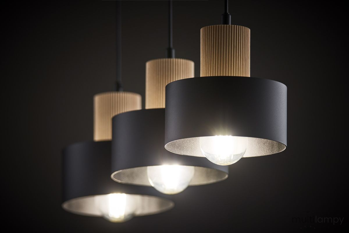 Rif Wood lampa wisząca 3xE27 czarna/naturalny 41867
