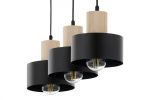 Rif Wood lampa wisząca 3xE27 czarna/naturalny 41867